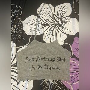 “Nothing But A G Thang” Gray Halter Crop Top, Small